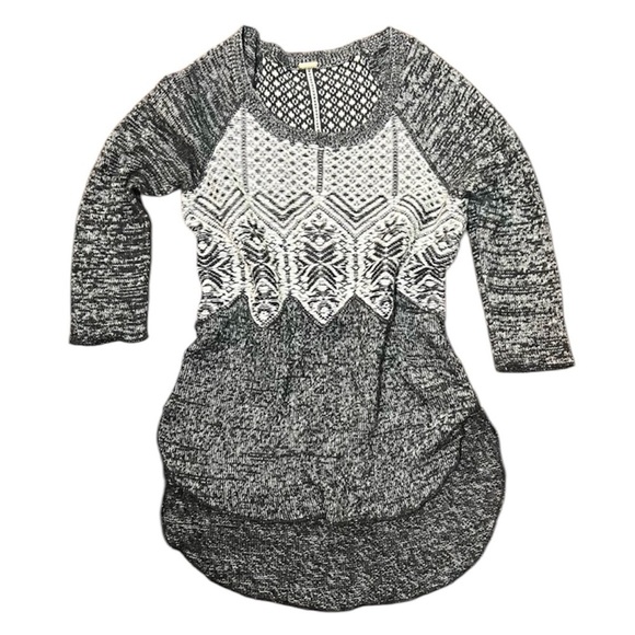 FREE PEOPLE Wool Blend Knit Sweater High Low Gray Boho Bohemian - Picture 1 of 11